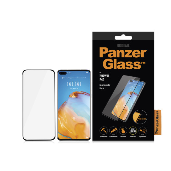 Стъклен протектор PanzerGlass за Huawei P40 CaseFriendly - Черен, 117270