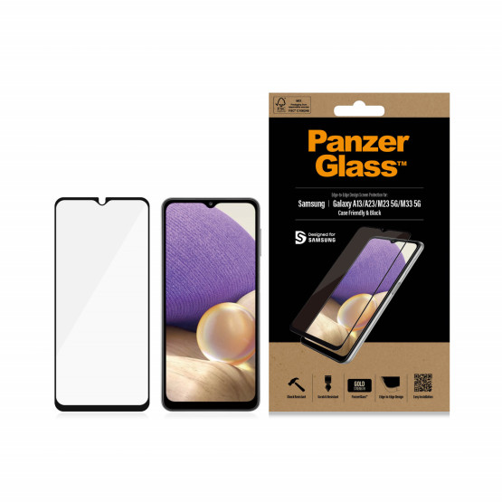 Стъклен протектор PanzerGlass за Samsung Galaxy A13, A23, M23 5G, M33 5G, CaseFriendly - Черен