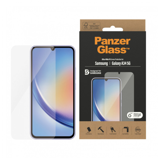 Стъклен протектор PanzerGlass за Samsung Galaxy A34 5G UWF - Черен