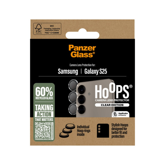 Стъклен протектор PanzerGlass за Samsung Galaxy S25, Hoops , за камера, Прозрачен