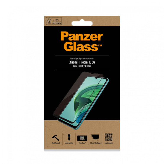 Стъклен протектор PanzerGlass за Xiaomi Redmi 10 5G , CaseFriendly - Черно