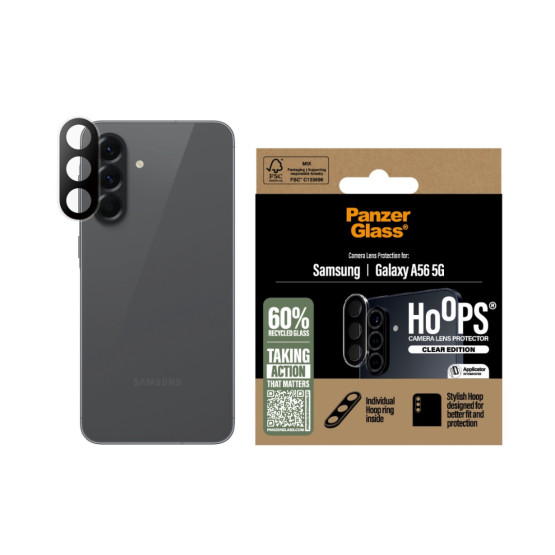 Стъклен Протектор за камера PanzerGlass за Samsung Galaxy A56 5G, Hoops,Прозрачен