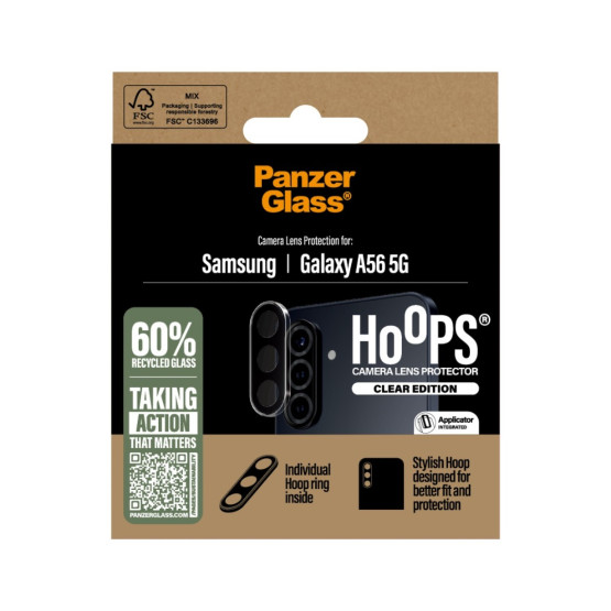 Стъклен Протектор за камера PanzerGlass за Samsung Galaxy A56 5G, Hoops,Прозрачен