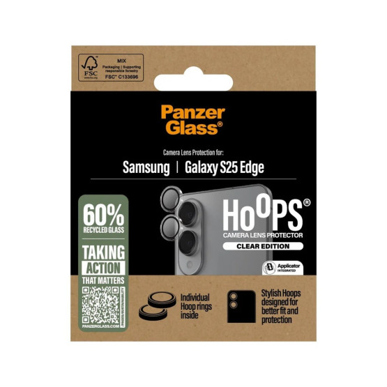 Стъклен протектор за камера PanzerGlass за Samsung Galaxy S25 Edge, Hoops ,Прозрачен