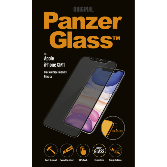 Стъклен протектор PanzerGlass за Apple Iphone XR/11 CaseFriendly Privacy, Black, 117065