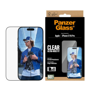 Стъклен протектор PanzerGlass за iPhone 17/iPhone 16 Pro, UWF, w. EasyAligner