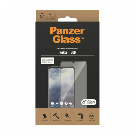 Стъклен протектор PanzerGlass за Nokia G60, Case friendly, Черен