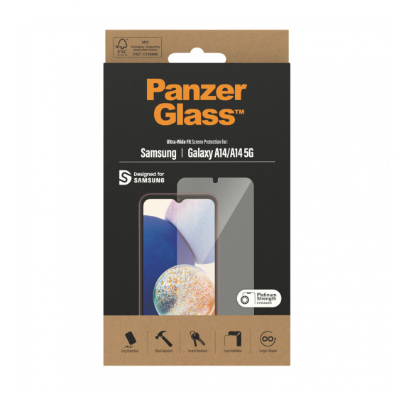 Стъклен протектор PanzerGlass за Samsung Galaxy A14 / A14 5G CaseFriendly - Черен
