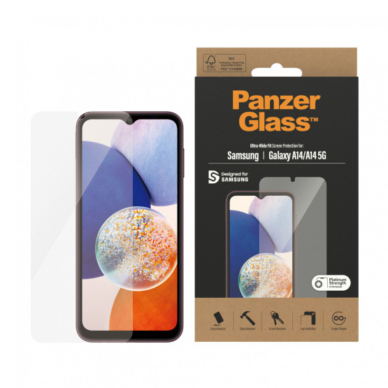 Стъклен протектор PanzerGlass за Samsung Galaxy A14 / A14 5G CaseFriendly - Черен