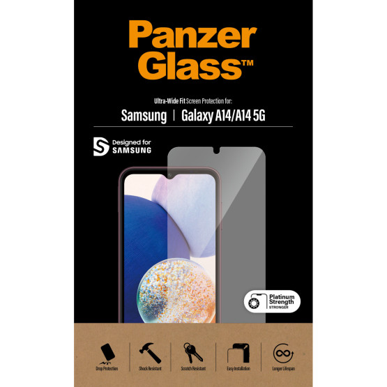 Стъклен протектор PanzerGlass за Samsung Galaxy A14 / A14 5G CaseFriendly - Черен