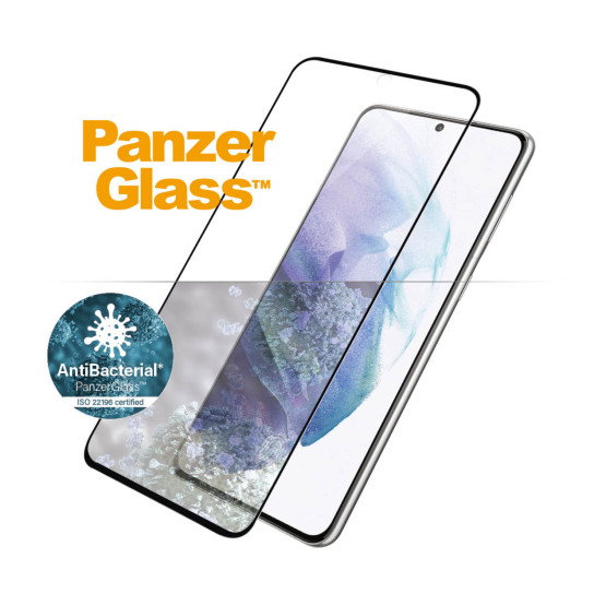 Стъклен протектор PanzerGlass за Samsung Galaxy S21 Plus FingerPrint, CaseFriendly, AntiBacterial - Черен, 118281