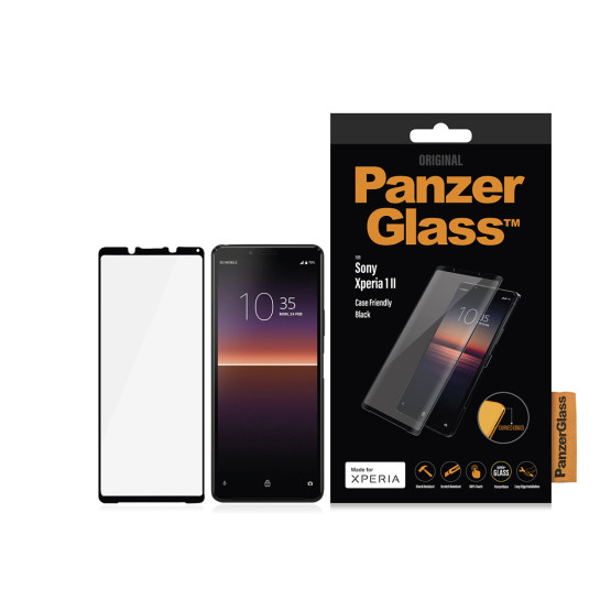 Стъклен протектор PanzerGlass за Sony Xperia 1 ll CaseFriendly - Черно