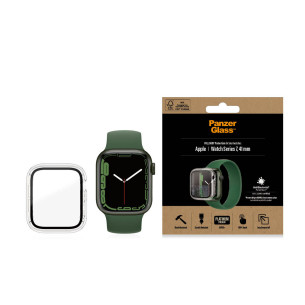 Стъклен протектор за часовник със силиконова рамка PanzerGlass за Apple watch Series 7, 41 mm, AntiBacteria - Прозрачна рамка, 119588