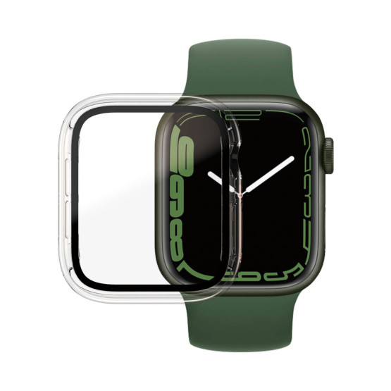 Стъклен протектор за часовник със силиконова рамка PanzerGlass за Apple watch Series 7, 41 mm, AntiBacteria - Прозрачна рамка, 119588