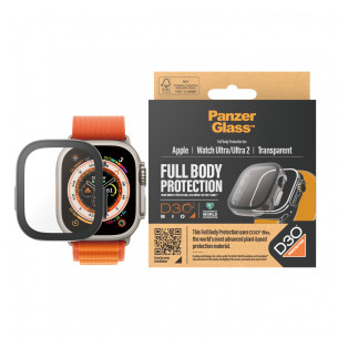 Стъклен протектор за часовник със силиконова рамка PanzerGlass за Apple watch Ultra, 49mm, D3O Bio- Прозрачна рамка