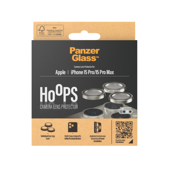 Протектор за камера PanzerGlass Hoops за Iphone 15 Pro/ProMax - Titanium