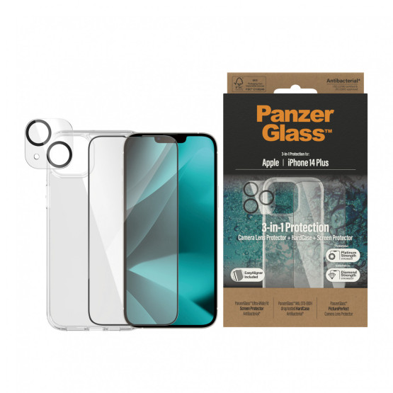 Стъклен протектор PanzerGlass iPhone 14 Plus Bundle (UWF screen protector, HardCase, протектор за камераt)