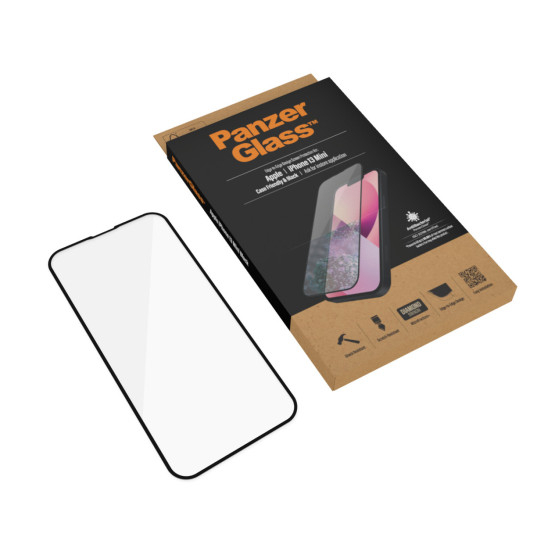 Стъклен протектор PanzerGlass за Apple Iphone 13 mini 5.4 CaseFriendly, Antibacterial,Pro - Черен