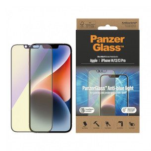 Стъклен протектор PanzerGlass за Apple Iphone 14/13 / 13 Pro Anti-Bluelight, CaseFriendly, Antibacterial, Черен