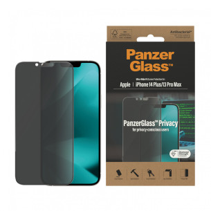 Стъклен протектор PanzerGlass за Apple Iphone 14 Plus / 13 Pro Max, UWF, Privacy, Antibacterial - Черен