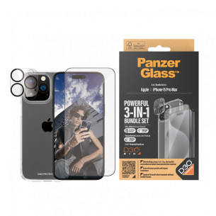 Стъклен протектор PanzerGlass за Apple iPhone 15 Pro Max UWF Bundle (UWF screen protector, HardCase, протектор за камера)