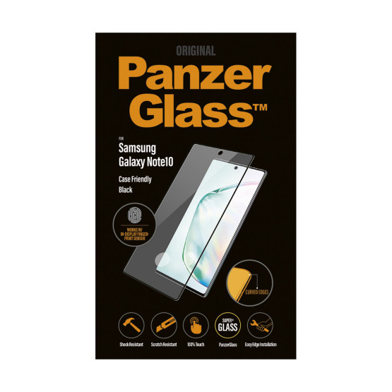 Стъклен протектор PanzerGlass за Samsung Galaxy Note 10 CaseFriendly - Черен, 116849