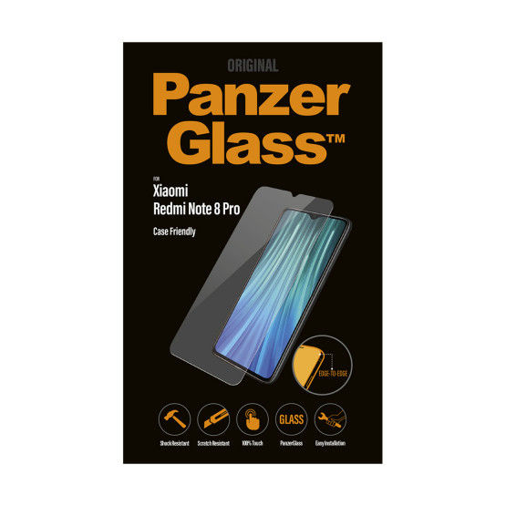 Стъклен протектор PanzerGlass за Xiaomi Redmi Note 8 Pro CaseFriendly, Black, 117082