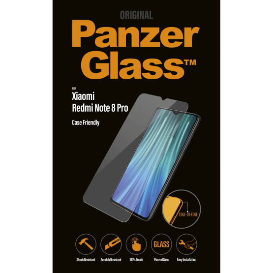 Стъклен протектор PanzerGlass за Xiaomi Redmi Note 8 Pro CaseFriendly, Black, 117082