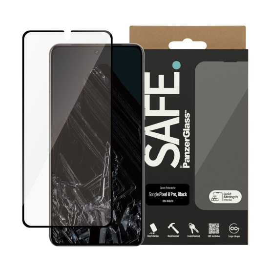 Стъклен протектор Safe за Google Pixel 8 Pro, UWF - Черен