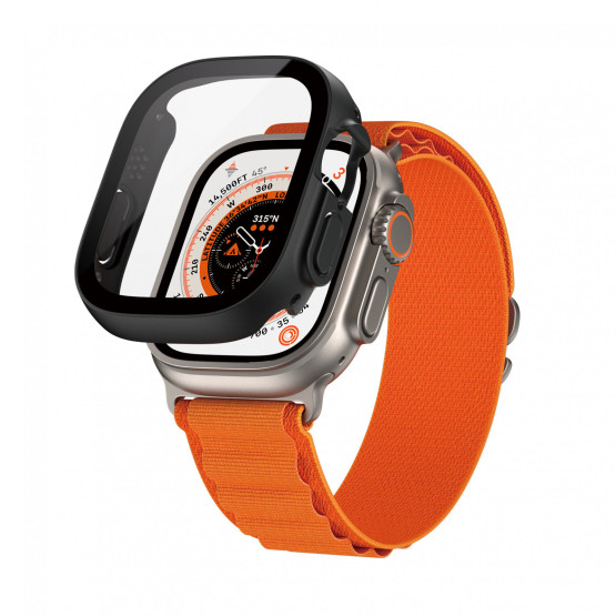 Стъклен протектор за часовник със силиконова рамка PanzerGlass за Apple watch Ultra, 49mm, D3O Bio- Черна рамка