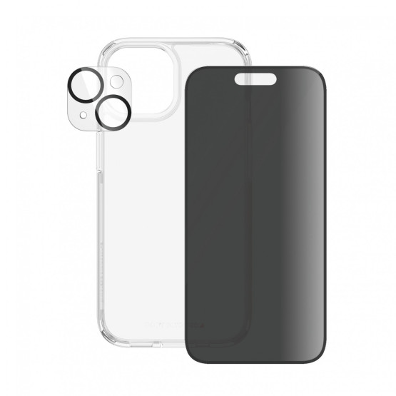 Стъклен протектор PanzerGlass за Apple iPhone 15 UWF Privacy Bundle (UWF Privacy screen protector, HardCase, протектор за камера)