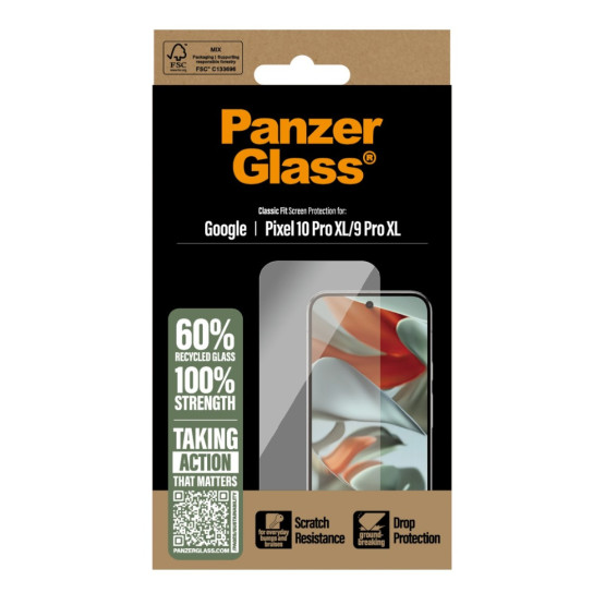 Стъклен протектор PanzerGlass за Google Pixel 10 Pro XL, 9 Pro XL, UWF, Antibacterial,Прозрачен