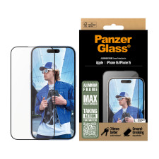 Стъклен протектор PanzerGlass за iPhone 16, 15, Aluminum Frame, Ultra-Wide Fit