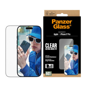 Стъклен протектор PanzerGlass за iPhone 17 Pro, Ultra-Wide Fit, Прозрачен