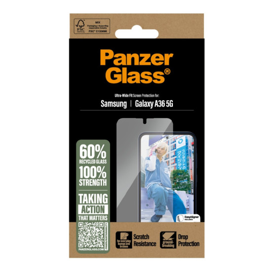 Стъклен протектор PanzerGlass за Samsung Galaxy A36 5G, UWF, Прозрачен