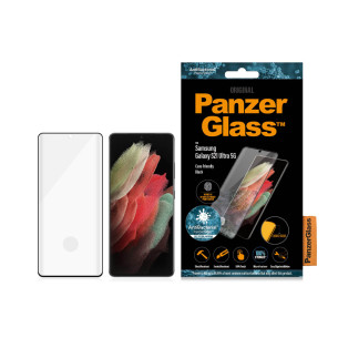 Стъклен протектор PanzerGlass за Samsung Galaxy S21 Ultra FingerPrint, CaseFriendly, AntiBacterial - Черен, 118282
