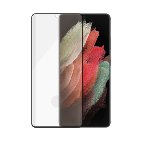Стъклен протектор PanzerGlass за Samsung Galaxy S21 Ultra FingerPrint, CaseFriendly, AntiBacterial - Черен, 118282