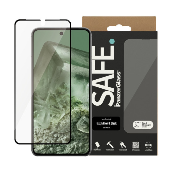 Стъклен протектор Safe за Google Pixel 8, UWF - Черен