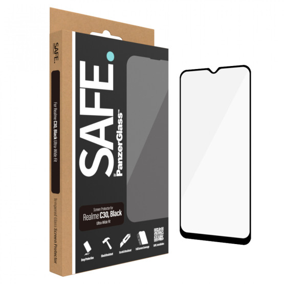 Стъклен протектор Safe за Realme C30, Casefriendly - Черен