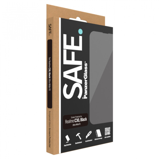 Стъклен протектор Safe за Realme C30, Casefriendly - Черен