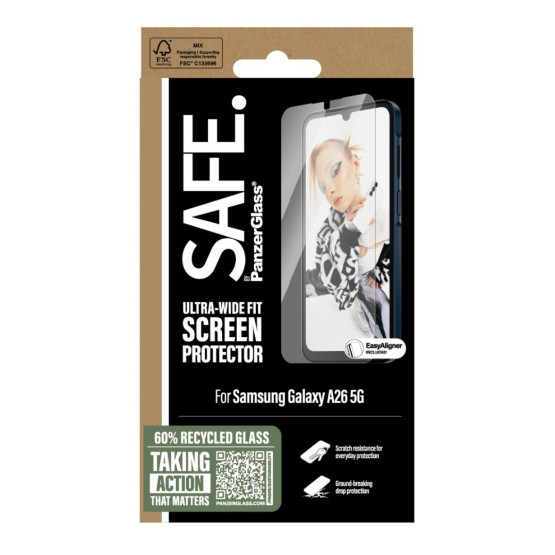 Стъклен протектор Safe за Samsung Galaxy A26 5G, UWF, Прозрачен
