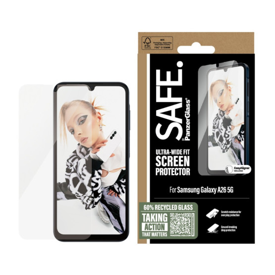 Стъклен протектор Safe за Samsung Galaxy A26 5G, UWF, Прозрачен