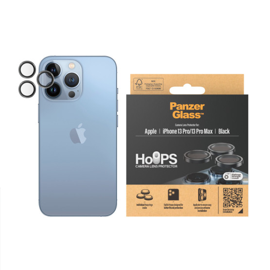 Стъклен протектор за камера PanzerGlass Hoops за Apple Iphone 13 Pro / 13 Pro Max - Черен