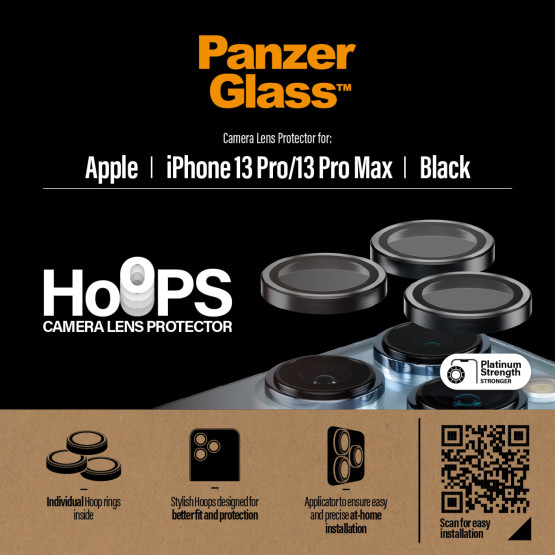 Стъклен протектор за камера PanzerGlass Hoops за Apple Iphone 13 Pro / 13 Pro Max - Черен