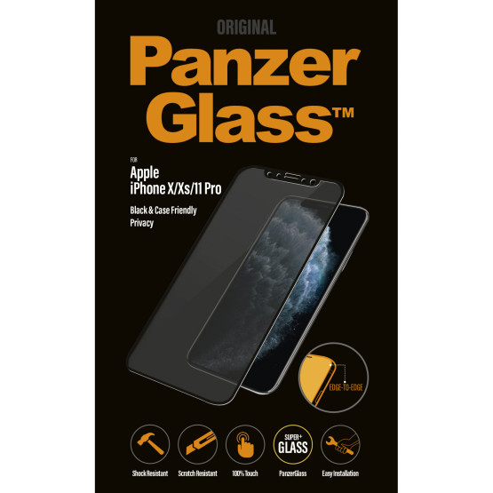Стъклен протектор PanzerGlass за Apple Iphone X/Xs/11 Pro CaseFriendly, Privacy - Черен, 117063