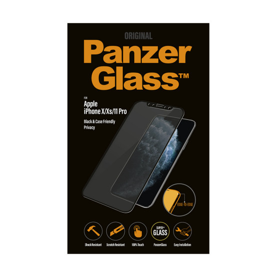 Стъклен протектор PanzerGlass за Apple Iphone X/Xs/11 Pro CaseFriendly, Privacy - Черен, 117063