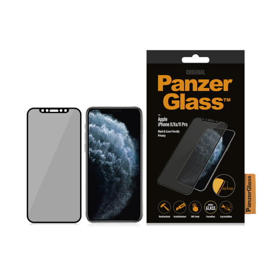 Стъклен протектор PanzerGlass за Apple Iphone X/Xs/11 Pro CaseFriendly, Privacy - Черен, 117063