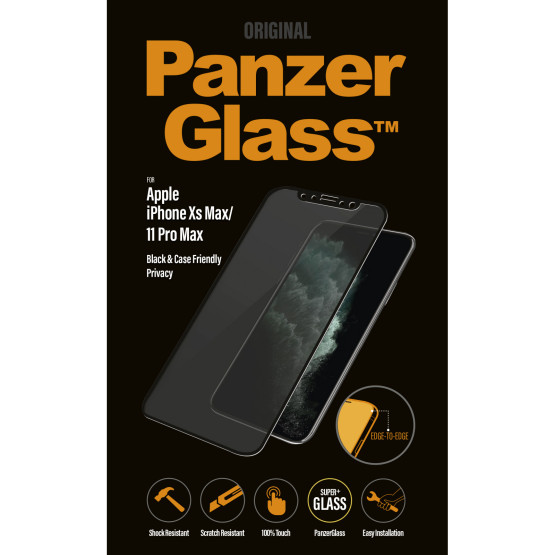 Стъклен протектор PanzerGlass за Apple Iphone Xs Max/11 Pro Max CaseFriendly Privacy - Черен, 117078