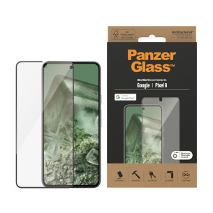 Стъклен протектор PanzerGlass за Google Pixel 8, UWF, Antibacterial - Черен