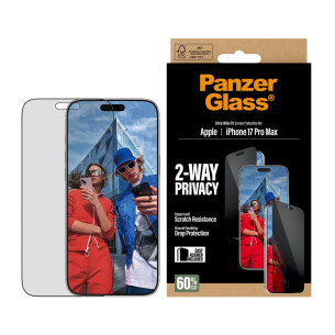 Стъклен протектор PanzerGlass за iPhone 17 Pro Max, Privacy, Ultra-Wide Fit, Прозрачен